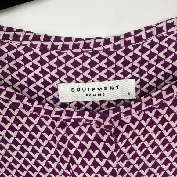 Equipment Femme Lynn‎ Plum Purple Geometric Print Silk Blouse Size Small - Picture 8 of 11